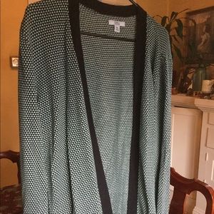 BLACK TRIMMED GREEN & WHITE CARDIGAN XXL